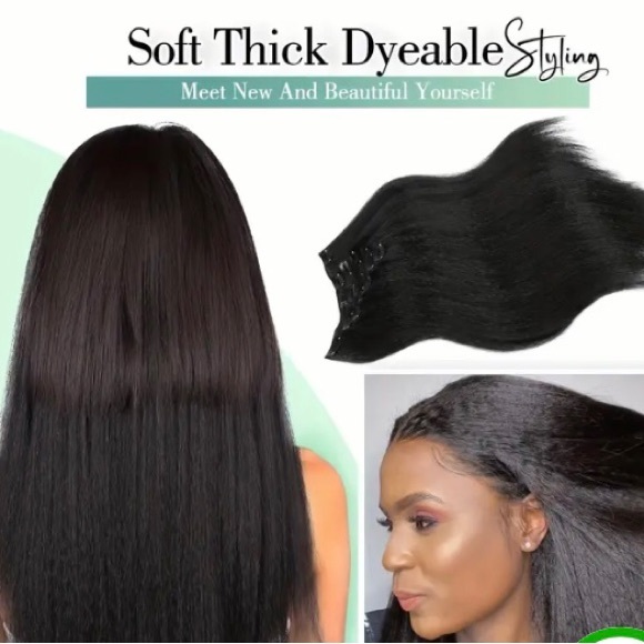 7 Piece Yaki Straight Clip In Hair Extensions - Picture 9 of 10